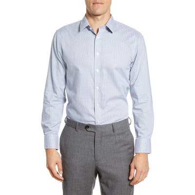The Tie Bar Trim Fit Micro Houndstooth Dress Shirt - Blue