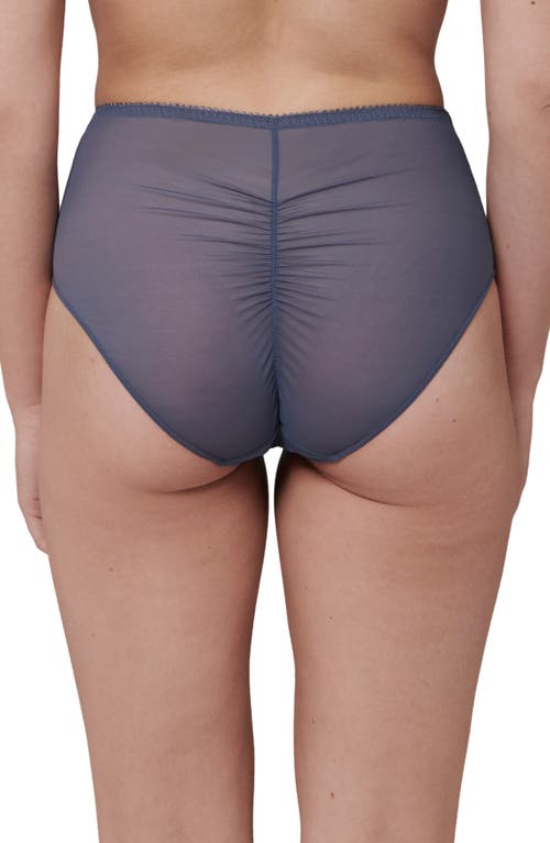 Simone Perele Intrigue Floral Embroidered Briefs In Cinder Blue