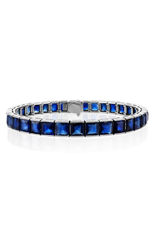 Shop Mindi Mond Icon Sapphire Tennis Bracelet In Platinum