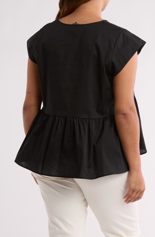 Shop Renee C Peplum Poplin Top In Black