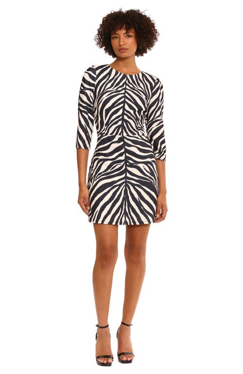 Shop Donna Morgan For Maggy Animal Print Knit Minidress In Beige/black