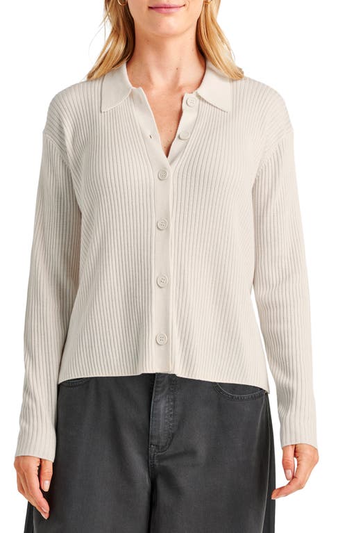 Splendid Georgie Elbow Sleeve Rib Button-up Sweater In Pale Oak Heather