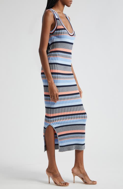 Shop Veronica Beard Fabiana Stripe Rib Sleeveless Sweater Dress In Blue Multi