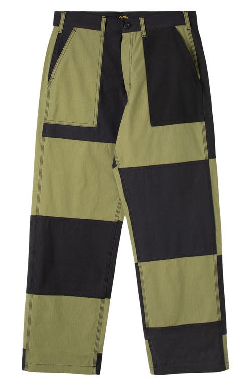 Shop Stan Ray K Colorblock Straight Leg Pants In Olive/black Ripstop Mix