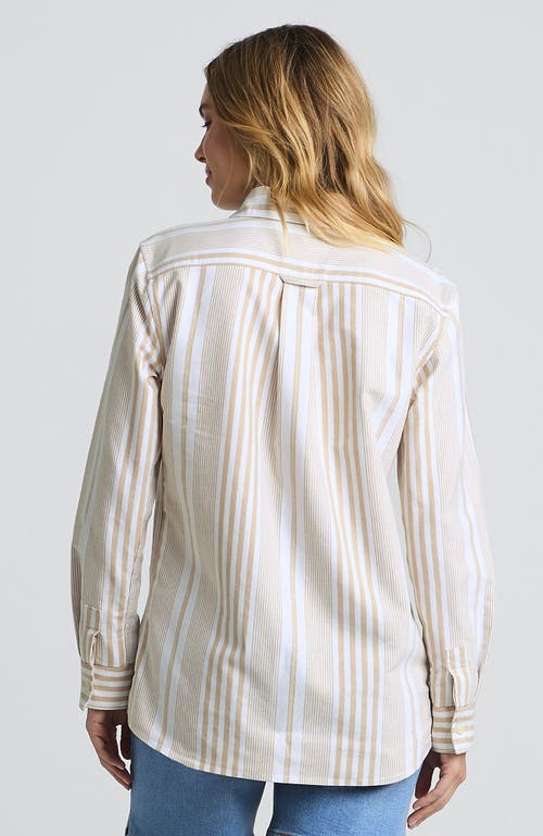 Shop Lands' End Oxford Shirt In Harvest Bronze Founders Stripe