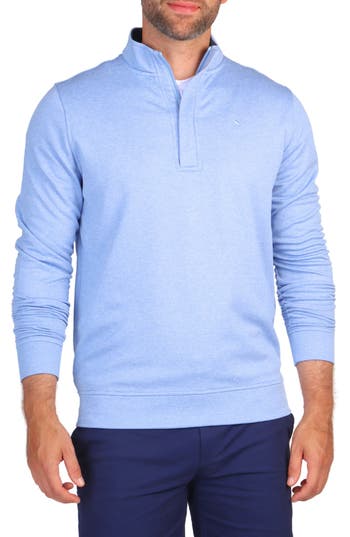 Tailorbyrd Luxe Performance Fleece Quarter Zip Pullover In Light Blue