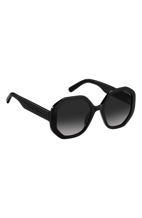Marc Jacobs 53mm Gradient Round Sunglasses In Black/grey Shaded