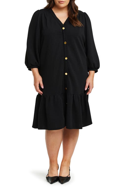 Estelle Elissa Ruffle Hem Dress Black at Nordstrom,