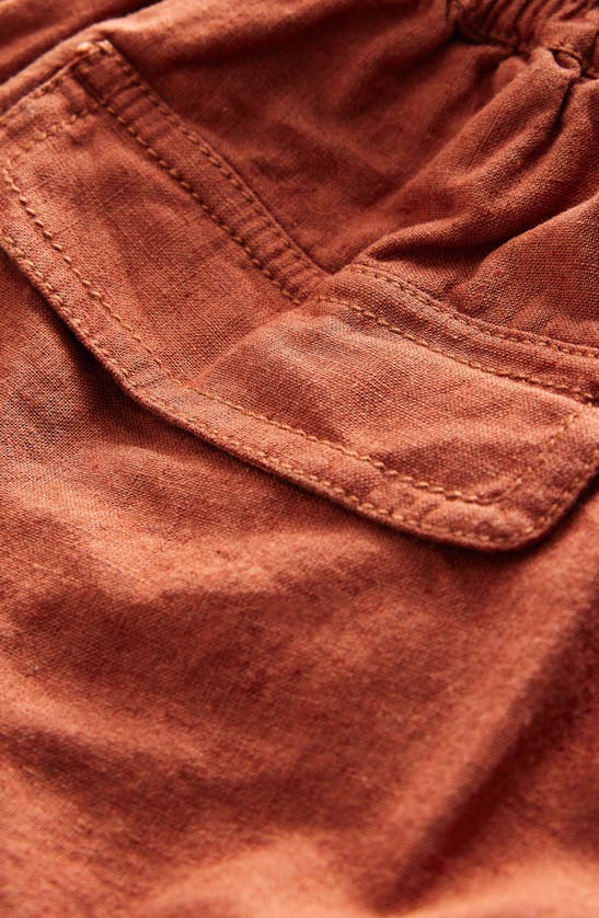 Shop Mini Boden Kids' Linen & Cotton Cargo Shorts In Roasted Chestnut