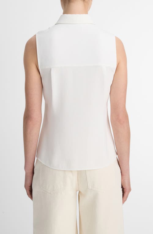 Shop Vince Sleeveless Button-up Shirt In Off White