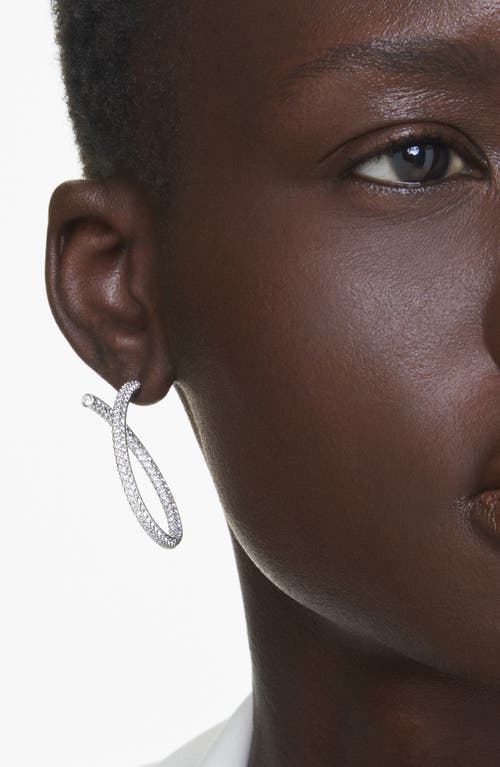 Shop Swarovski Dextera Pavé Crystal Hoop Earrings In Silver