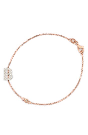 Meshmerise Diamond Initial Bezel Bracelet In Rose-b