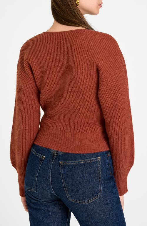 Shop Wayf Terri Bouclé Rib Wrap Sweater In Burnt Sienna