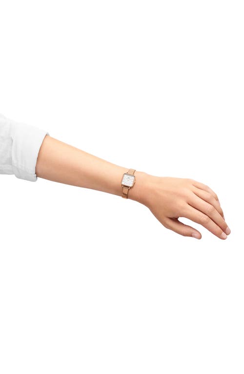 Daniel Wellington Quadro Studio Mesh Strap Watch, 22mm In Rose Gold/white
