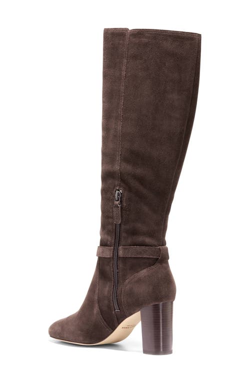 Shop Cole Haan Glendale Buckle Knee High Boot In Dark Chocolate Suede