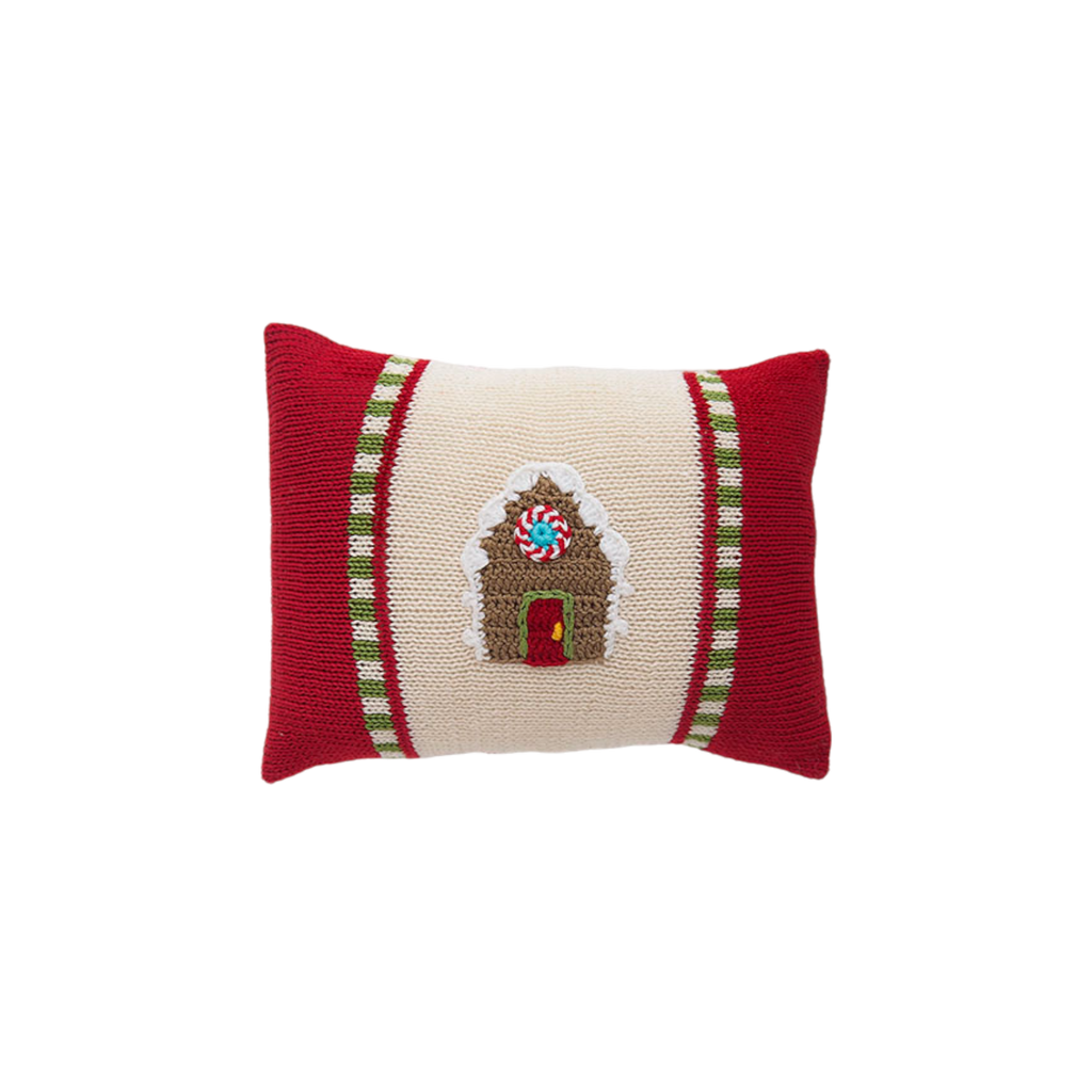 Melange Collection Gingerbread House Mini Pillow In Red
