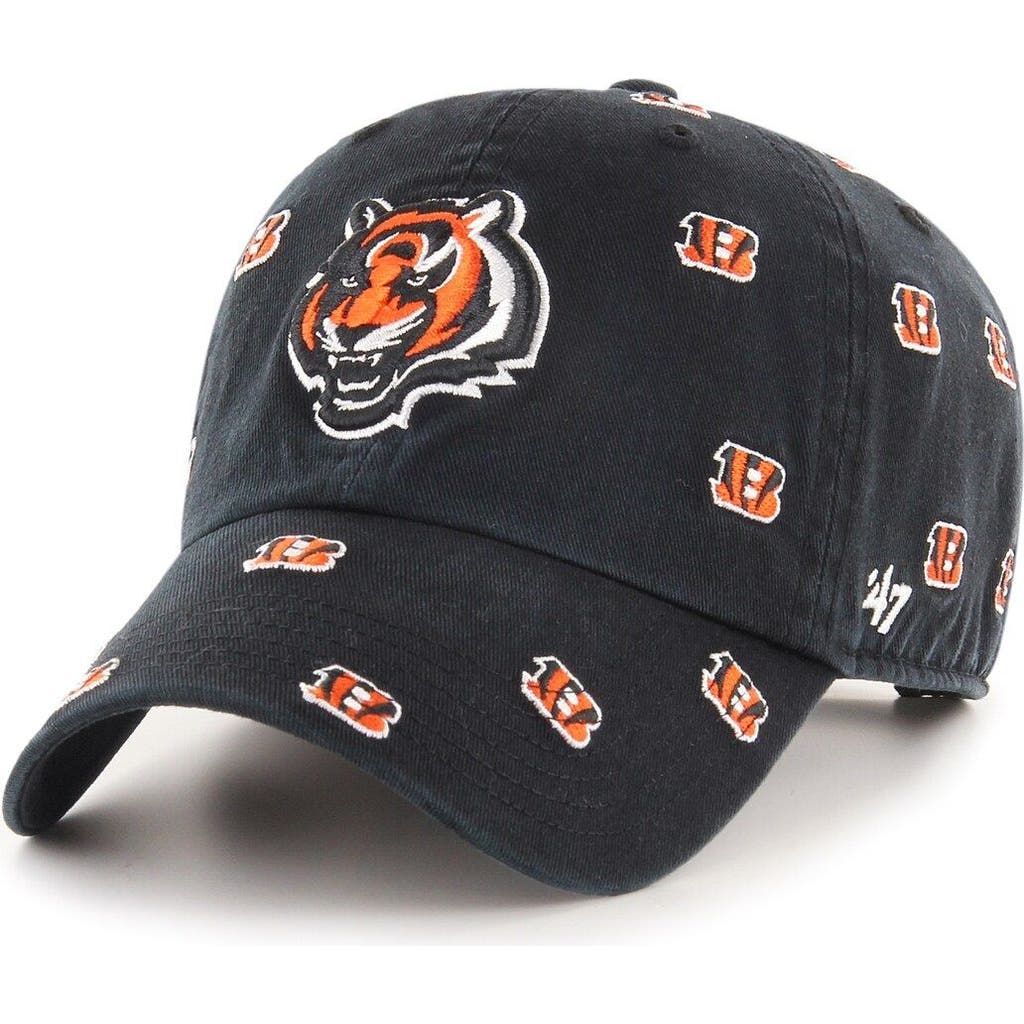 47 Brand '47 Black Cincinnati Bengals Confetti Clean Up Adjustable Hat In Black