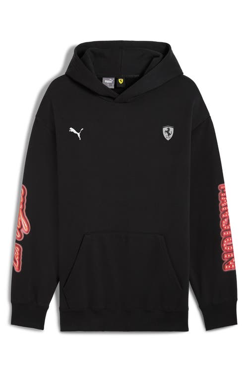 Shop Puma X Ferarri Race Neon Energy Cotton Blend Hoodie In  Black