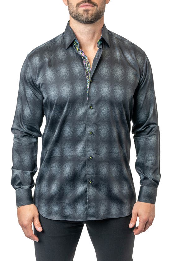 Shop Maceoo Fibonacci Carbon 17 Contemporary Fit Button-up Shirt In Black