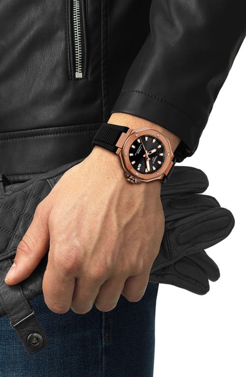 Tissot Mens Black T Race 41mm Mens Rose Gold-plated Stainless Steel Automatic Watch In Black