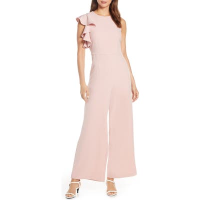 Julia Jordan Hunter Crepe Ruffle Shoulder Jumpsuit, Pink