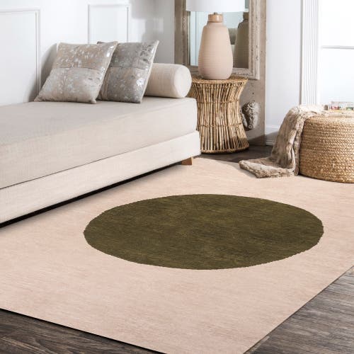 Jonathan Y Cirkel Minimalist Geometric Dot Machine-washable Area Rug In Cream/green
