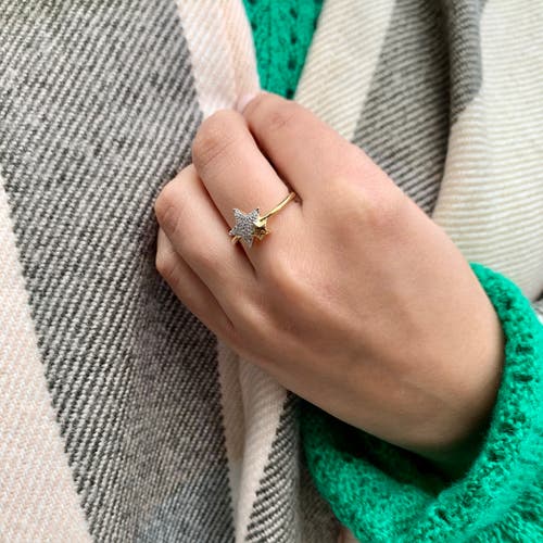 Luvmyjewelry Dazzling Starkissed Duo Sterling Silver Diamond Ring In 14kt Gold Vermeil On Sterling