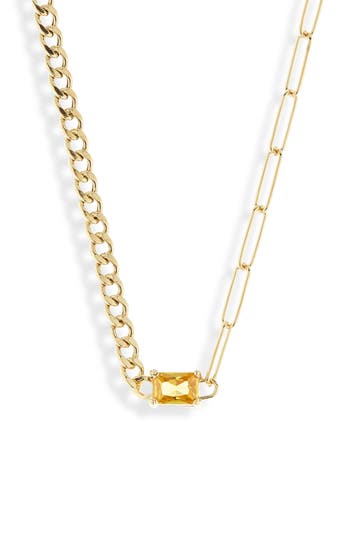 Meshmerise Birthstone Necklace In Yellow-november