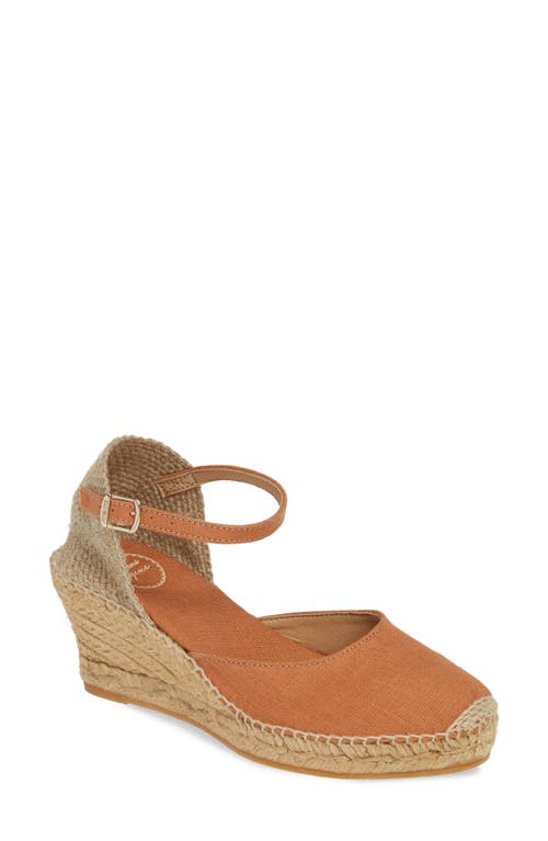 'Caldes' Linen Wedge Sandal in Rust Fabric