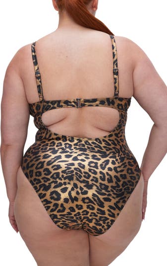 Gold Leopard Show Up One Piece Swimsuit