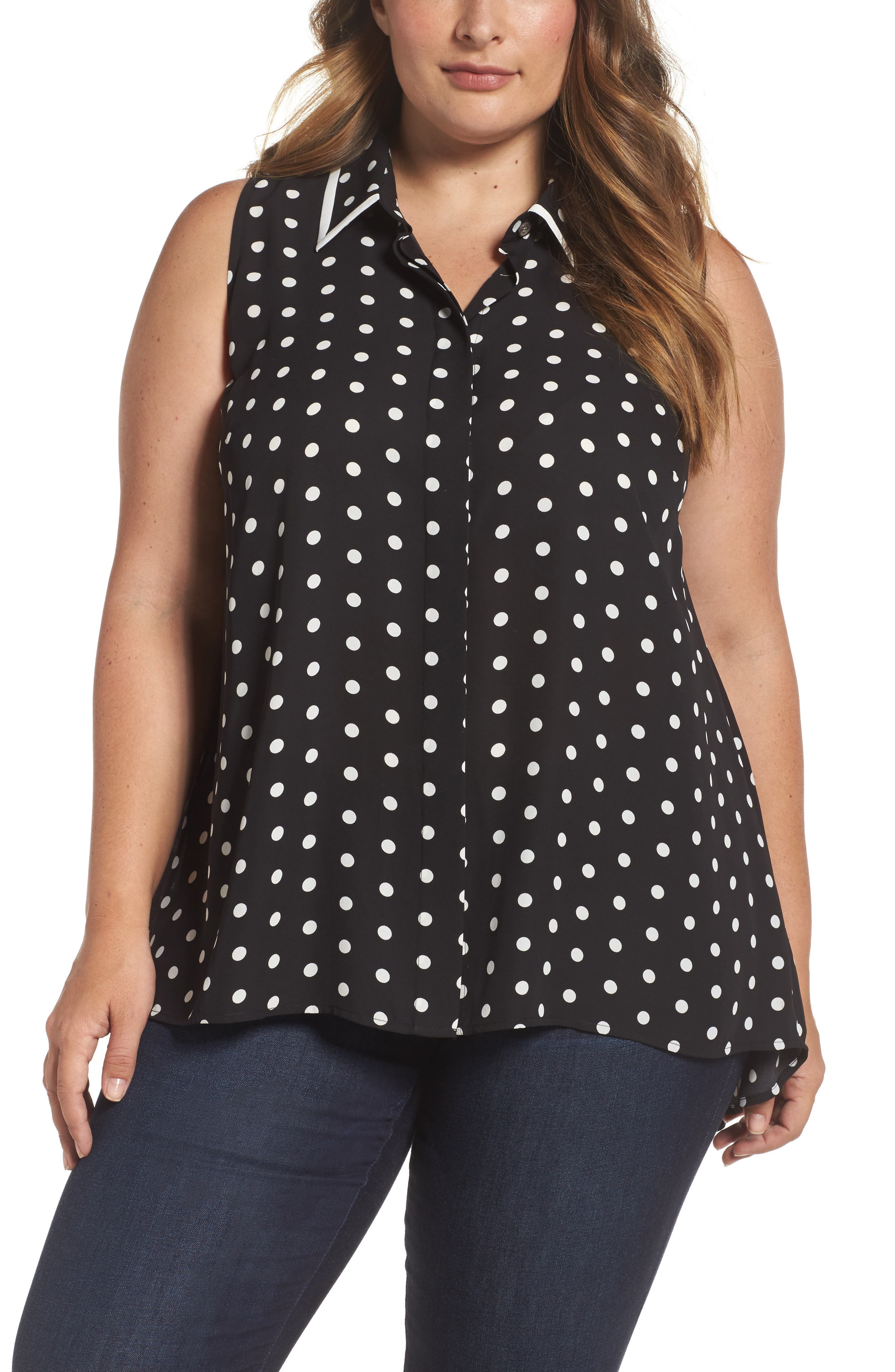 vince camuto polka dot top