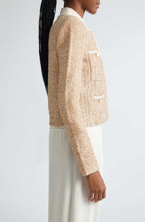 Shop St John St. John Collection Sequin Metallic Knit Jacket In Soft Pink Multi