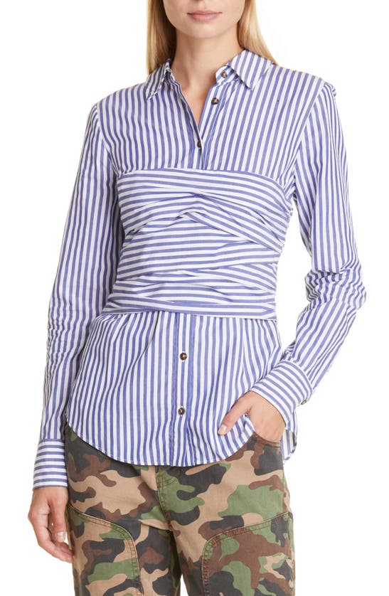 VERONICA BEARD BAYLOR STRIPE COTTON BLEND SHIRT