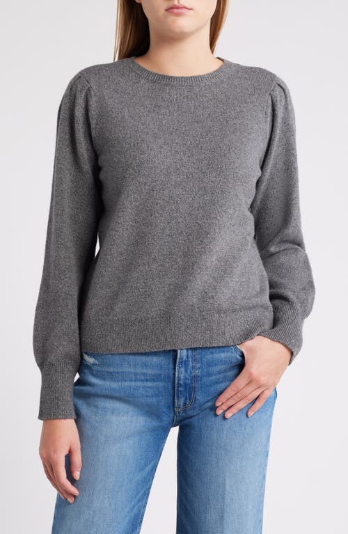 Shop Caslonr Caslon(r) Puff Sleeve Cotton Blend Crewneck Sweater In Grey Dark Heather