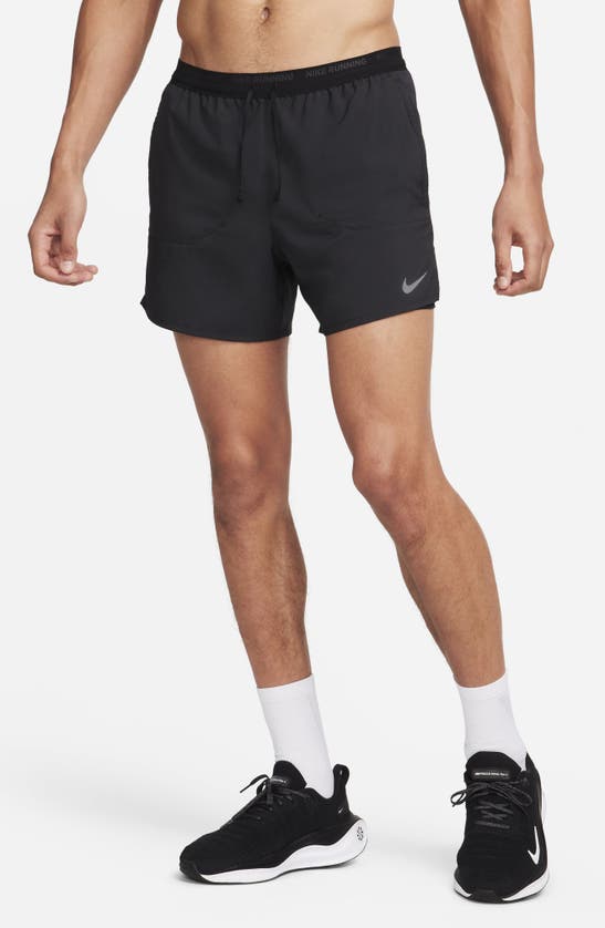 Nike Men's Stride Dri-fit 5" 2-in-1 Running Shorts In Black/ Black/ Black