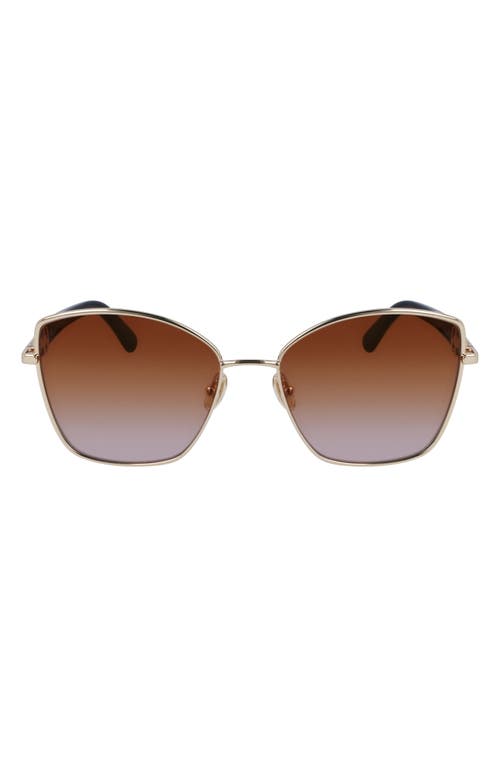 Ferragamo Embellished Gancini Metal Cat-eye Sunglasses In Gold/brown Gradient