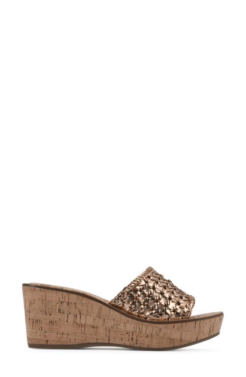 Shop White Mountain Footwear Charges Cork Wedge Sandal In Rosegold/met/smooth