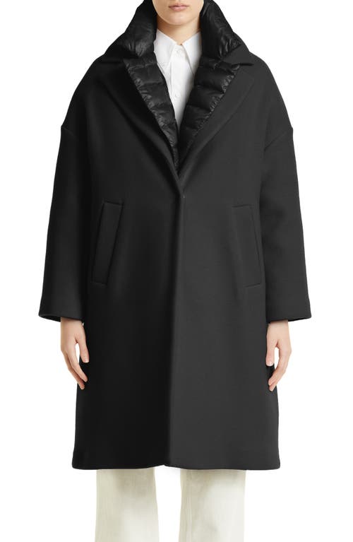 Herno Double Face Wool Blend Coat with Removable Down Liner in 9300 Nero