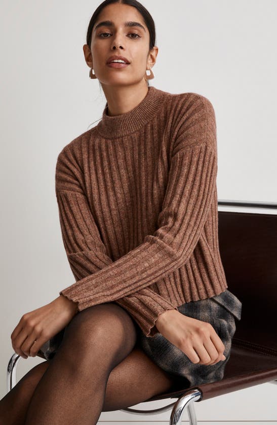 Madewell Mock Neck Crop Sweater In Rosehip
