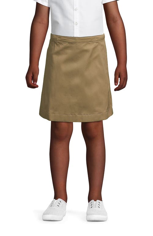 Shop Lands' End School Uniform Girls Slim Blend Chino Skort Above Knee In Khaki