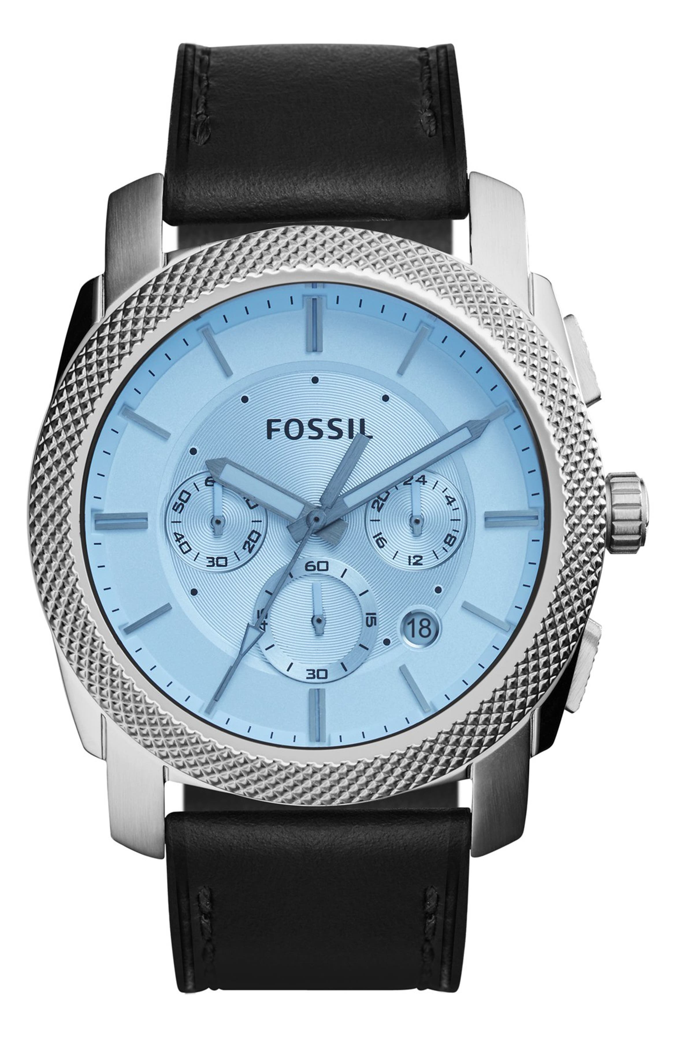 Fossil 'Machine' Chronograph Leather Strap Watch, 45mm | Nordstrom