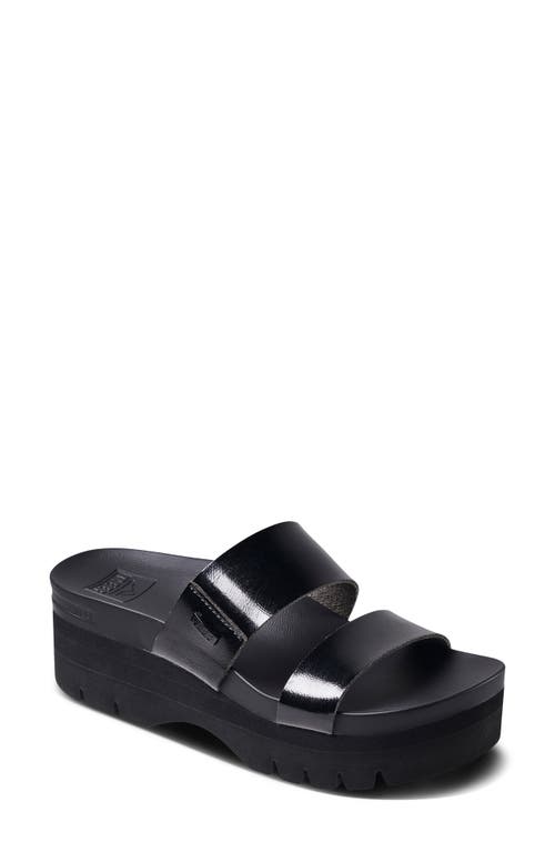 Cushion Vista Hi Slide Sandal in Black Patent