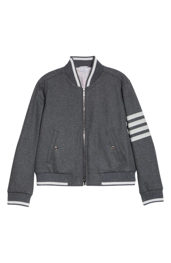 Shop Thom Browne Wool & Cashmere Bomber Jacket In Medium Grey