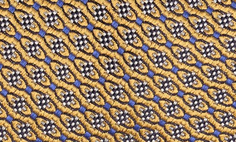 Shop Canali Neat Silk Tie In Yellow