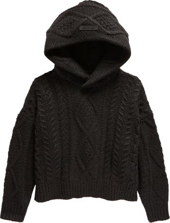 Fear of God Essentials Kids' Cable Knit Hoodie Sweater | Nordstrom