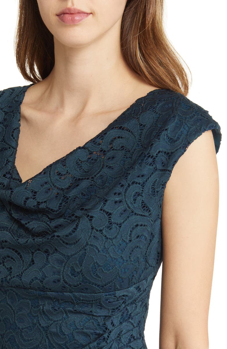 Connected Apparel Cowl Neck Lace Overlay Sheath Dress Nordstrom