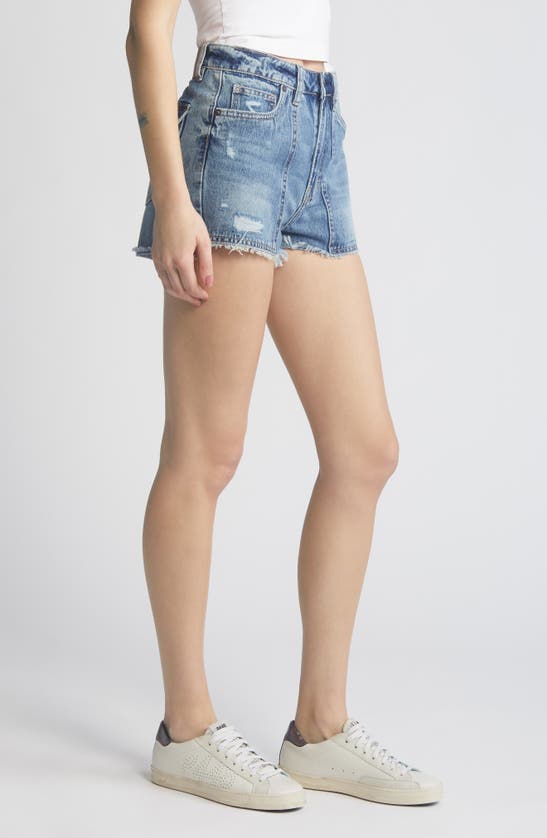 Hidden Jeans Utility Pocket Distressed High Waist Denim Mom Jeans In Dark Wash