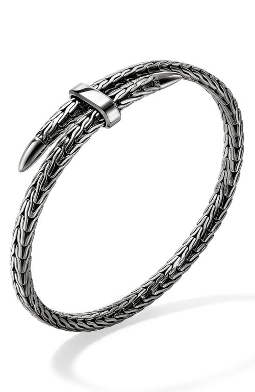 Shop John Hardy Spear Silver Flex Cuff Bracelet In Black Rhodium