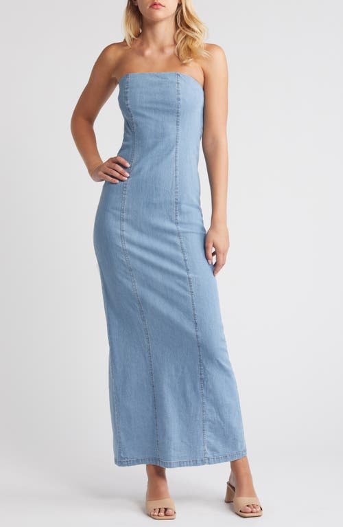 SOMETHING NEW SOMETHING NEW THEODORA DENIM TUBE MAXI DRESS 