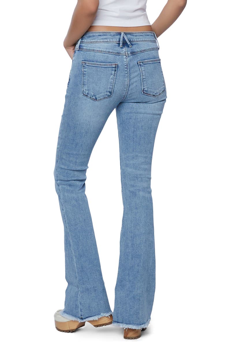 HINT OF BLU Frayed Mid Rise Slim Flare Jeans | Nordstrom